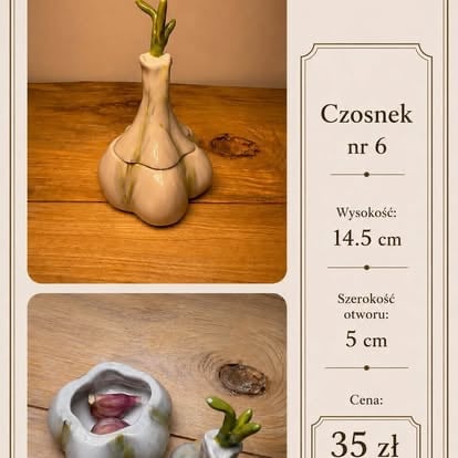 Drewniana ozdoba w kształcie czosnku, 14,5 cm